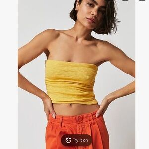 Free People Boulevard Tube Top yellow
